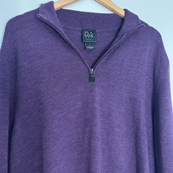 Jos. A. Bank Traveler 1/4 Zip Pullover Sweater 100% Merino Wool - XL - Picture 2 of 4